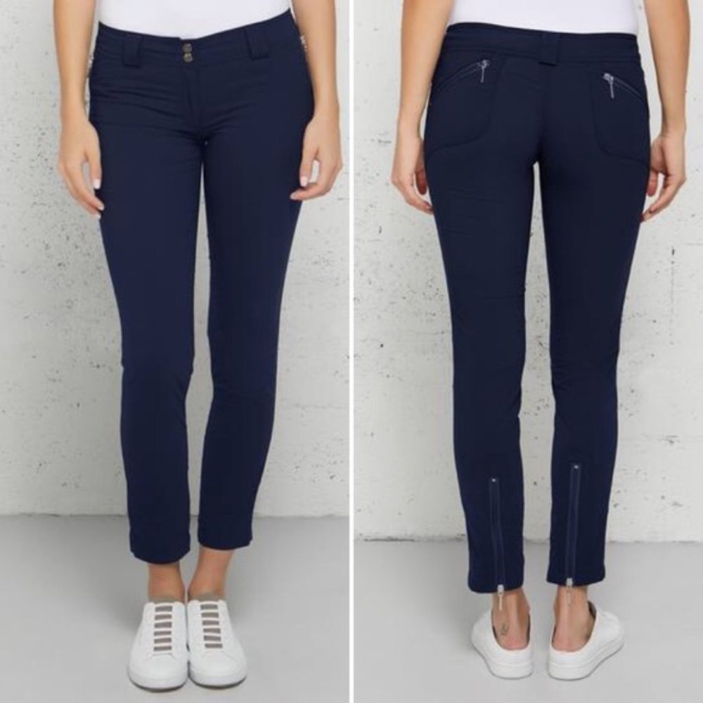 Navy Slim Ankle Pants - Stretch Ponte